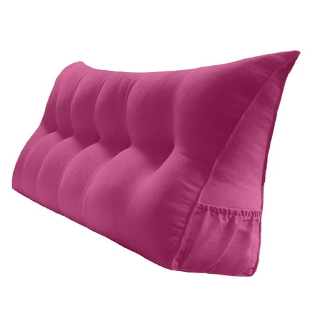 PEACHWELL Triangular Reading Pillow Large Bolster Headboard Backrest Positioning Support Wedge Pillow with Two Large Side Pockets and Removable Cover Magenta California King 71 Inches
