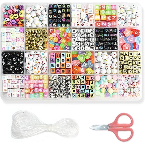 PEACNNG 1200pcs 6 x 6 mm ABC Beads Acrylic Beads Set for Jewelry Making Colored Beads for Handmade Craft DIY Jewelry Kit