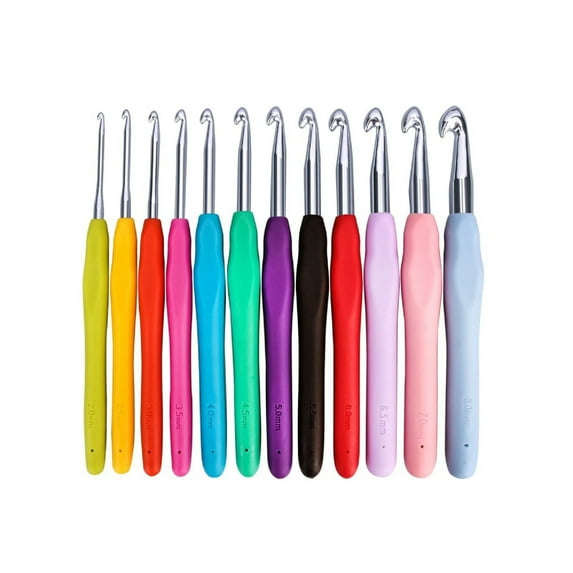 PEACNNG 12pcs Ergonomic Handle Crochet Hooks Set Soft Needles Crafts Sewing Knitting Hooks Tool for Arthritic Hands (2mm-8mm)