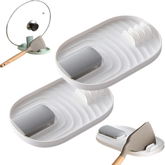 PEACNNG 2PCS Foldable Pot Lid Holder Spoon Rest Pan Pot Cover Lid Rack Shelf Stand Holder for Stove Top Kitchen Gadgets Utensil Holder for Home Use Stove Spoon Rest (White)
