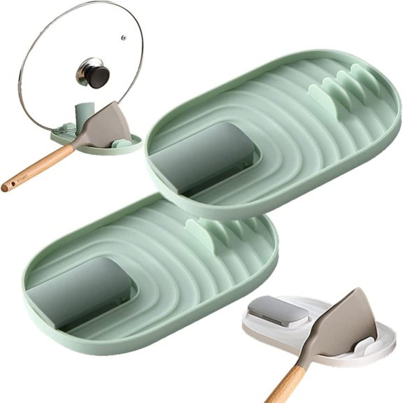 PEACNNG 2PCS Foldable Pot Lid Holder Spoon Rest Pan Pot Cover Lid Rack Shelf Stand Holder for Stove Top Kitchen Gadgets Utensil Holder for Home Use Stove Spoon Rest (Green)