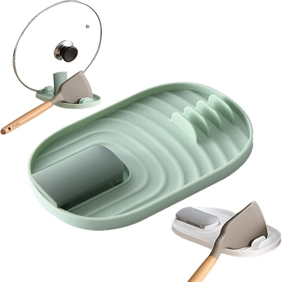 PEACNNG 2PCS Foldable Pot Lid Holder Spoon Rest Pan Pot Cover Lid Rack Shelf Stand Holder Utensil Holder for Home Use Stove Spoon Rest (Green)