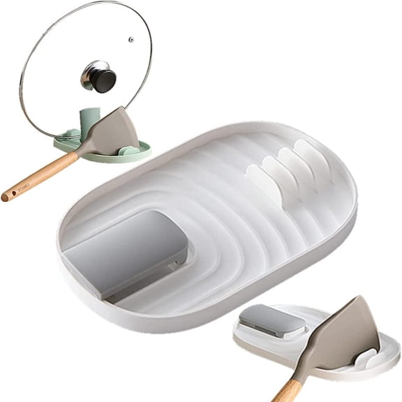 PEACNNG 2PCS Foldable Pot Lid Holder Spoon Rest Pan Pot Cover Lid Rack Shelf Stand Holder Utensil Holder for Home Use Stove Spoon Rest (White)