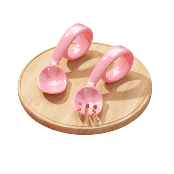 PEACNNG 2pcs Baby Learning To Eat Training Spoons Can Be Bent To Cause Heat Discoloration Fork Spoon To Supplement Baby Food Tool Tableware