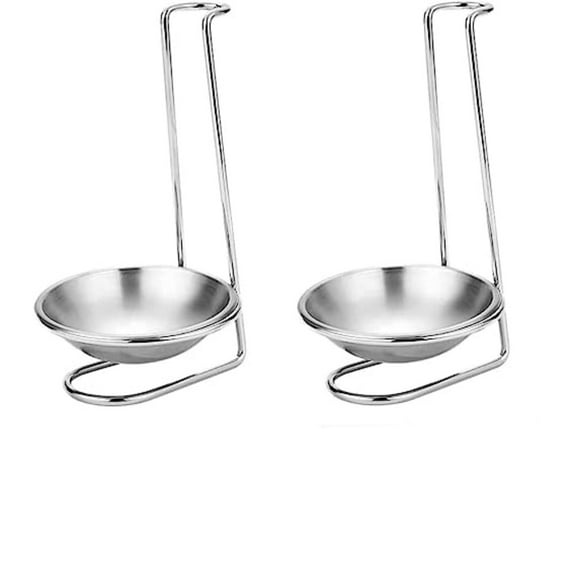 PEACNNG 2pcs Stainless Steel Double Ladles Holder Vertical Spoon Rest Cooking Utensils Stand Tray or Hotpot Restaurant, Buffet, Fast Food Restaurant Kitchen Dcor