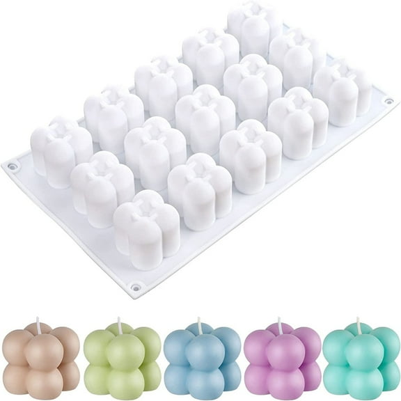 PEACNNG 3D Magic Ball Fondant Silicone Molds Bubbles Cube Mold, Wax Candle Overlapping Balls Sphere Mold Baking Mousse.