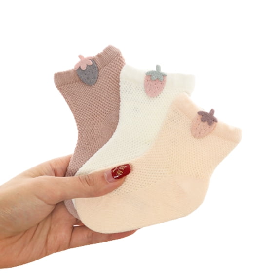 PEACNNG 3Pairs/lot Summer Spring New Baby Socks Cotton Animal Socks strawberry Cute Cool Thin Kids Socks Mesh Colorful Children Socks