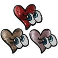 thumbnail image 1 of PEACNNG 3pcs Iron-on Patches, Iron or Sewing-on Clothes Embroidery Applique for Jeans Clothes Jacket Backpack, Large Sequin Eyes, 1 of 5