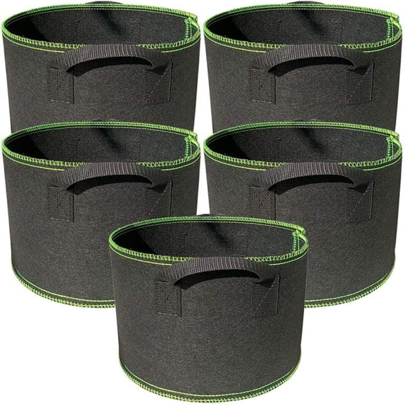 PEACNNG 5-Pack 1 Gallon Grow Bags Heavy Duty Thickened Nonwoven Aeration Fabric Pots with Handles, Indoor Garden Planter Bags