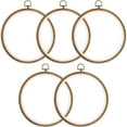 thumbnail image 1 of PEACNNG 5 Pieces Embroidery Hoops Frame Round Imitated Wood Circle Cross Stitch Hoop Ring for Embroidery Art Craft, 1 of 5
