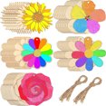 thumbnail image 1 of PEACNNG 50 Pieces Flowers Unfinished Wooden Cutouts for Crafts Sunflower Wood Slices Flower Wooden Paint Crafts, 1 of 5
