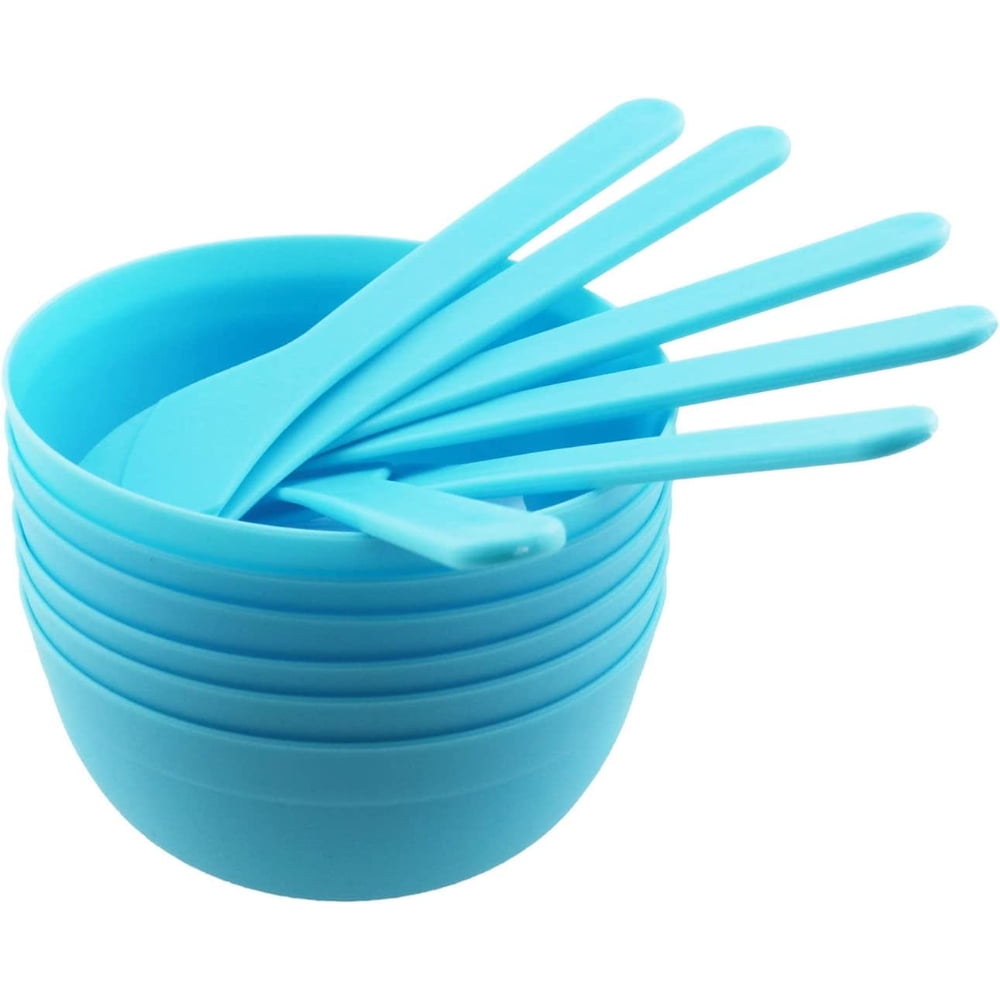 PEACNNG 6 PCS DIY Slime Making Tools Blue Plastic Glue Mixing Bowls ...