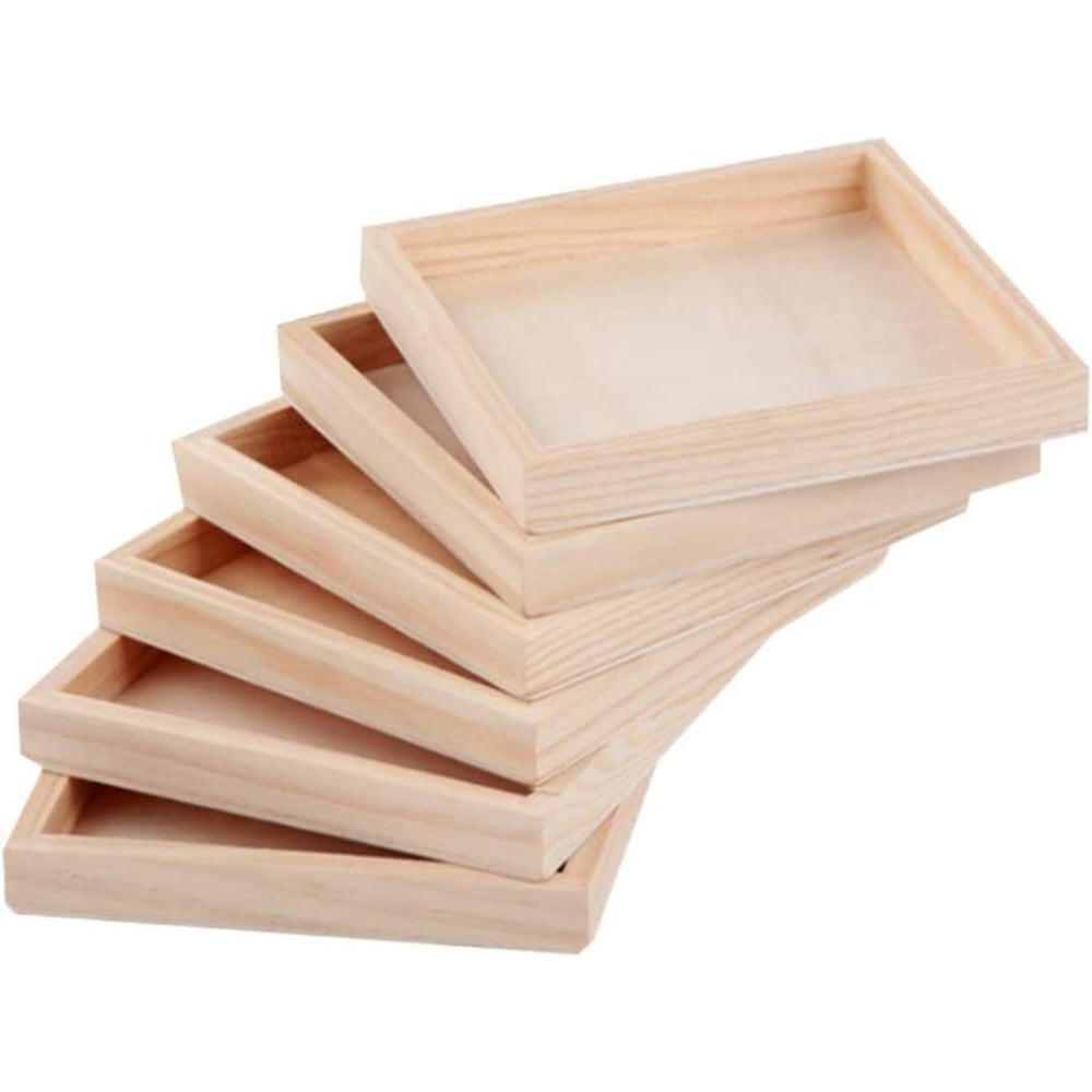 PEACNNG 6 Piece Puzzle Block Tray, Unfinished Wood Tray for Wedding ...