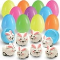 thumbnail image 1 of PEACNNG 6 Toy Filled Easter Eggs Filled with Mini Pull-n-Go Easter Bunnies Easter Plastic Egg Children DIY Toy Opening Egg Surprise Egg Rabbit Pull Back Car Cartoon Animal, 1 of 5
