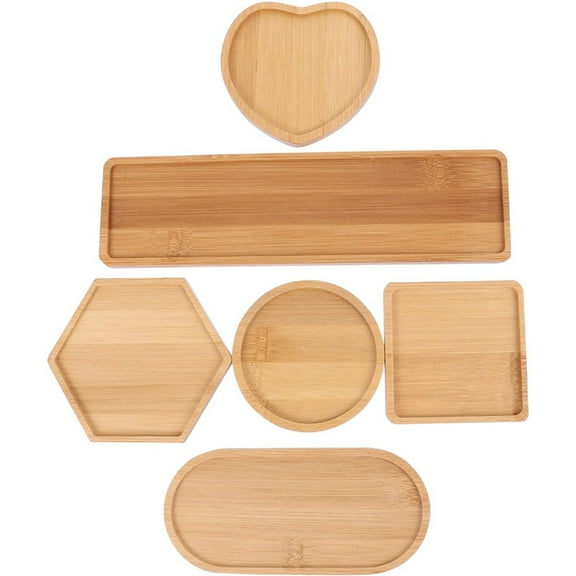 PEACNNG 6pcs Wooden Tray Fillable Mosaic Tray Wood Decorative Tray Art Tray Art Trays, Mosaic Supplies for DIY Plate Ornaments Making Crafts