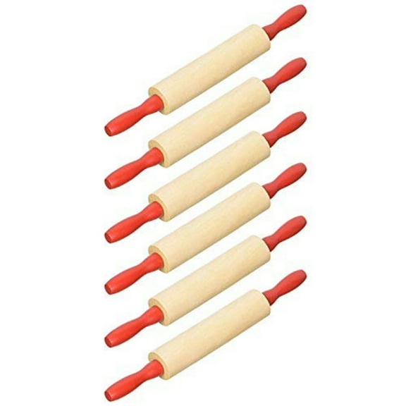 PEACNNG 7.5 Inch Wood Child Rolling Pin, Six per Order