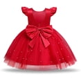 thumbnail image 1 of PEACNNG Baby Backless Pageant Dress Toddler Girls Gown Flower Dresses with Headwear new girls dress bowknot children's princess dress 80/refer to 2-3 years old, 1 of 5