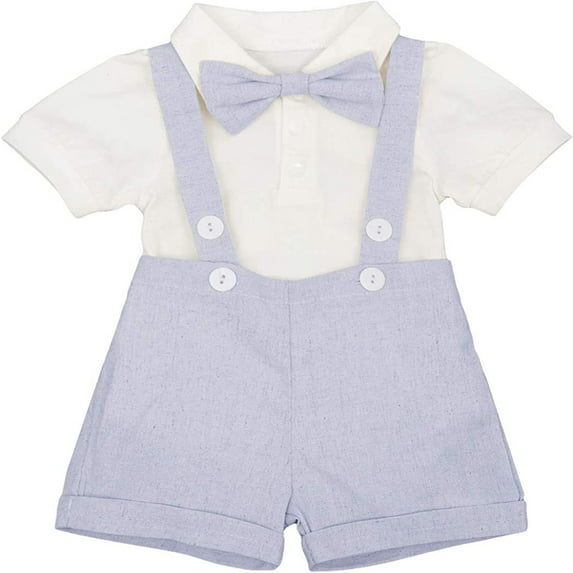 PEACNNG Baby Boys Formal Suit Gentleman Bowtie Romper Suspenders Shorts children's clothing summer children's suit