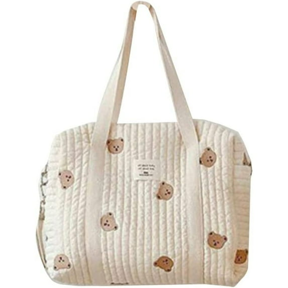 PEACNNG Baby Care Diaper Bag Mummy Shoulder Bag Embroidery Quilted Stroller Diaper Storage Organizer Large Handbags