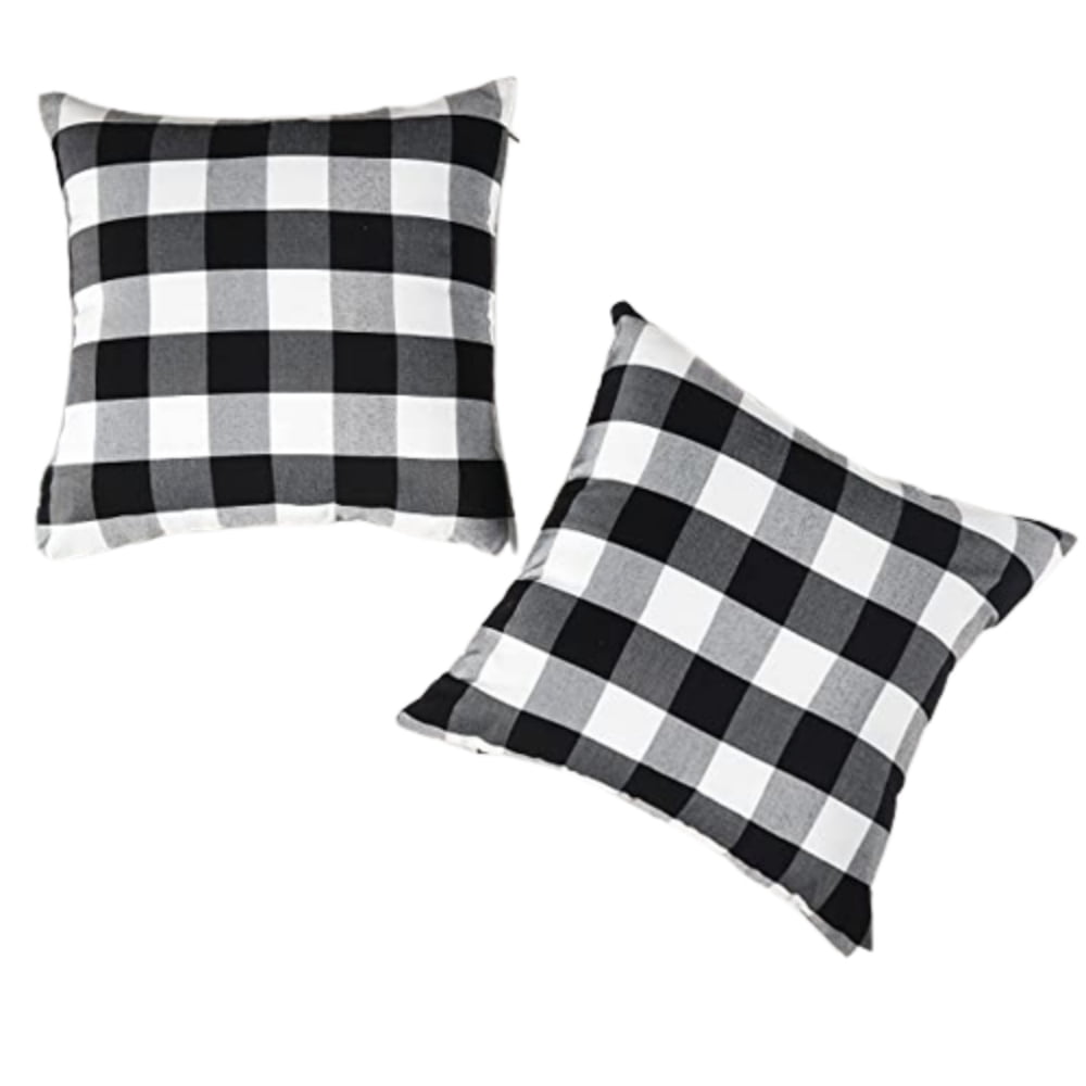 PEACNNG Black and White Buffalo Plaid Pillow Covers 18x18 Set of 2 Black Check Plaid Outdoor Pillow Covers 18x18 Black Throw Pillows for Farmhouse