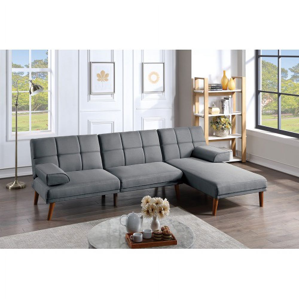 PEACNNG Blue Grey Color Polyfiber 2pc Sectional Sofa Set Living Room ...