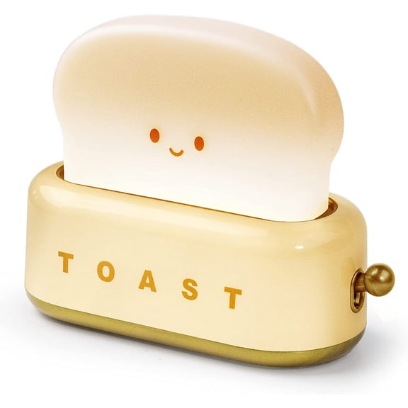 PEACNNG Cute Night Light, Kawaii Toast Night Lamp for Desk Decor, Table, Baby Nursery and Bedroom Room Decor Aesthetic, Dimmable Rechargeable Toaster Bread Lamp