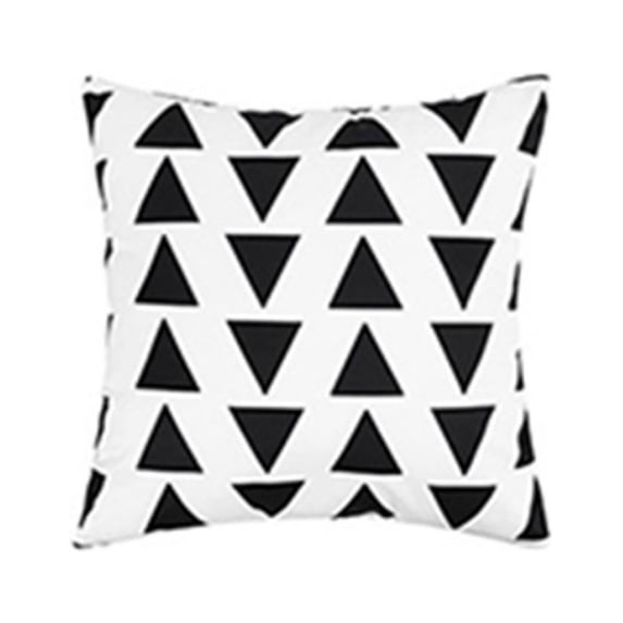 PEACNNG Decorative Cushion Cover in Linen with Triangle Grid, Comfortable, Square Cushion Cover for Sofa, Bedroom, Living Room, Car Decoration - Black White