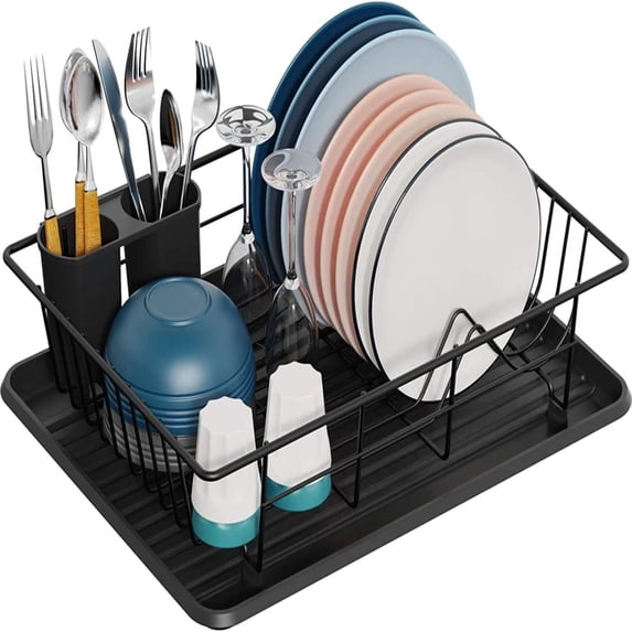 PEACNNG Dish Rack Dish Drying Stand Small Kitchen Organizer Dish Drying Rack Countertop Black Kitchen Utensils Dish Racks Black Dish Stand (SINGLE LEVEL)
