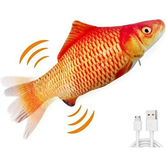 PEACNNG Electric Moving Fish Interactive Plush Toys jumping fish USB electric fish cat toy wagging tail jumping fish plush