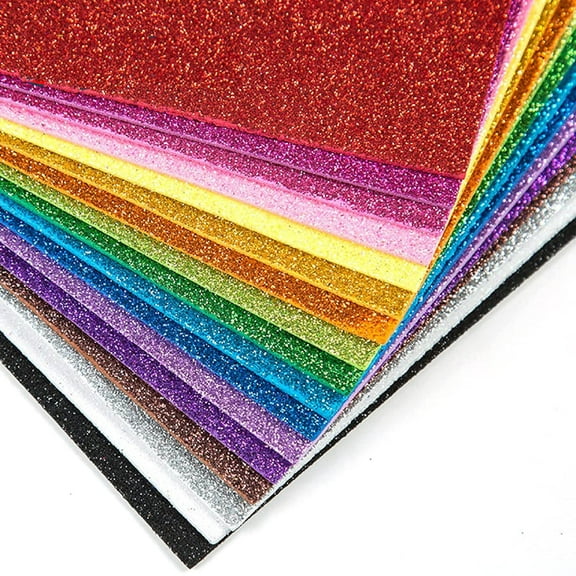 PEACNNG Glitter EVA Foam A4 Size Glitter Sheets for Arts and Crafts, Scrapbooking Paper DIY Work Decoration, Gift Wrapping - Pack of 10 Multi Color Sheets