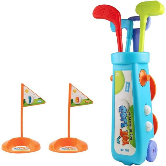 PEACNNG Kids Golf Set Toy, Outdoor Toys Kids Golf Clubs Garden Toys,12 Pcs Toddler Golf Set 3 Kids Golf Club Equipment Games Toys Gifts for Boys Girls Age 3 to 9 Years Old