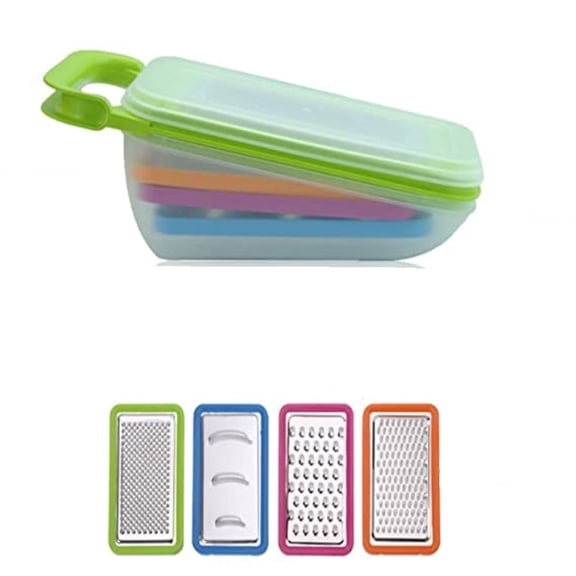 PEACNNG Kitchen Stainless Steel Zester Grater, Zest/Slice Citrus & Lemon Cheese Potatoes, Fruit & Vegetables- Non-Slip Rubber Handle (4 in 1,Green)