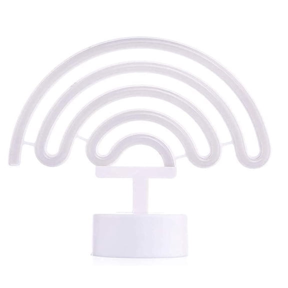 PEACNNG LED Rainbow Shaped Neon Sign Decor Light Battery Operated Rainbow Night Lights with Base Rainbow Neon Lights for Christmas Birthday Party Kids Room Living Room Wedding Party