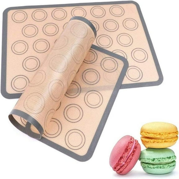 PEACNNG Macaron Silicone Baking Mat Non-Stick Silicon Macaroon Baking Half Sheet BPA Free Perfect Baking Pad Cookie Kit for for Macarons,Cake,Bread and Pastry Making Set of 2