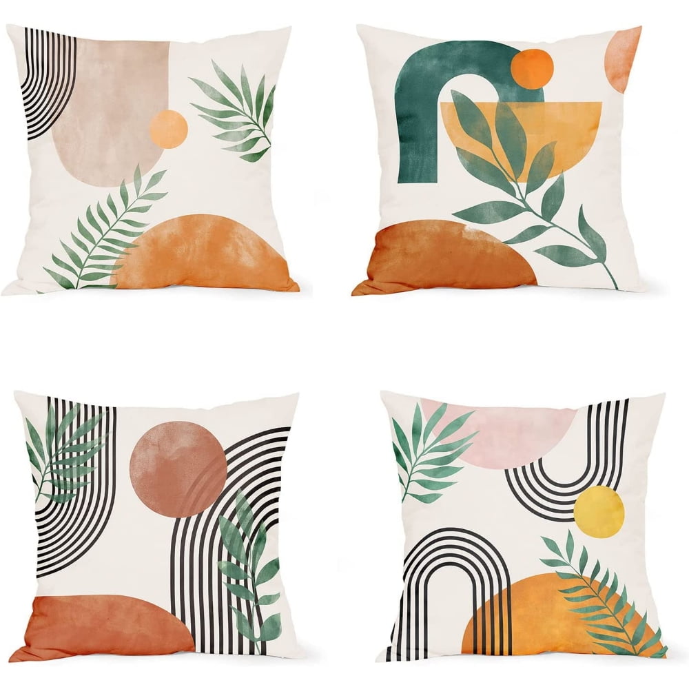 Abstract Boho Geometric Polyester Throw Pillow Set, 18x18, Multicolor