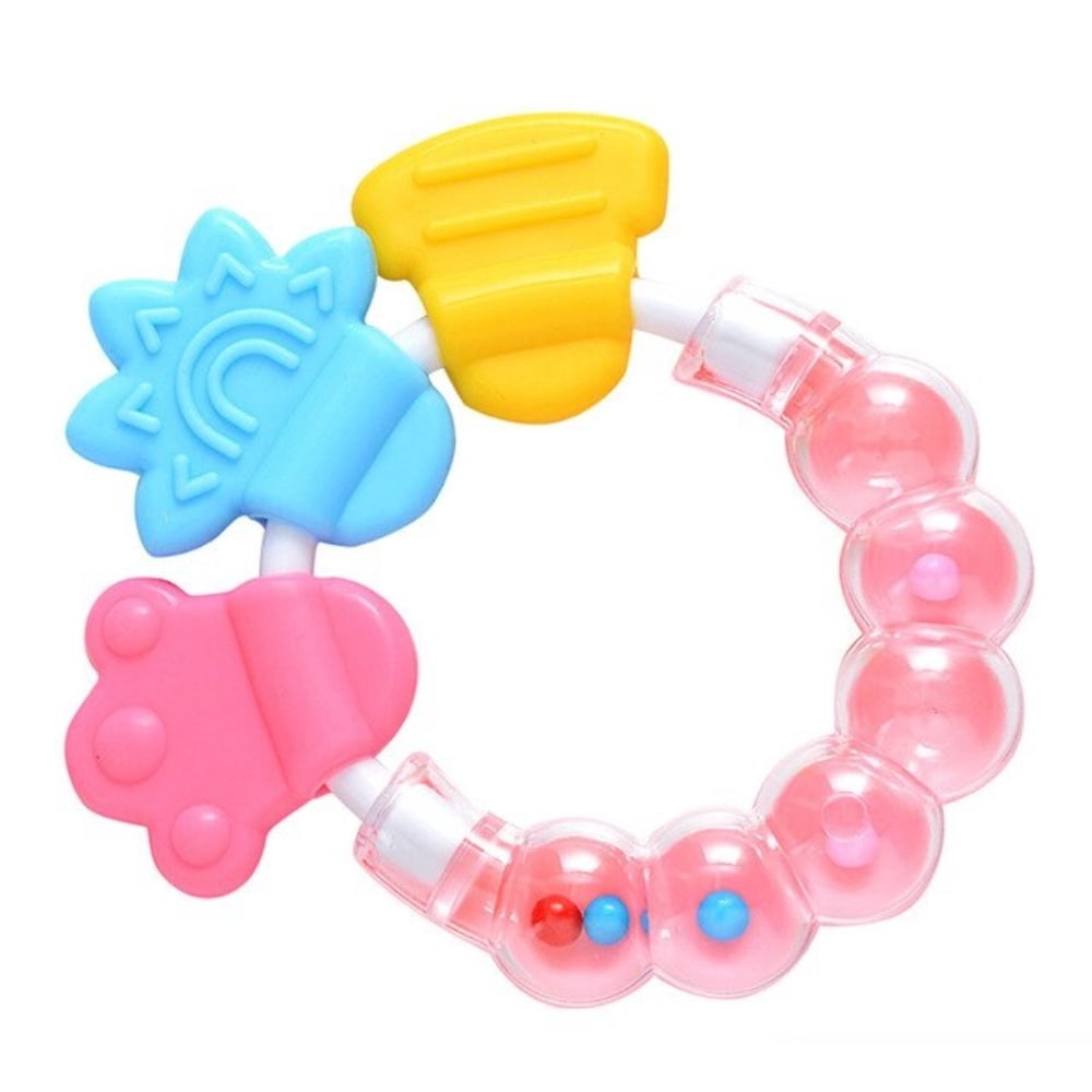 PEACNNG Mixed Colors Beads Cute Round Silicone Baby Teether Molar ...