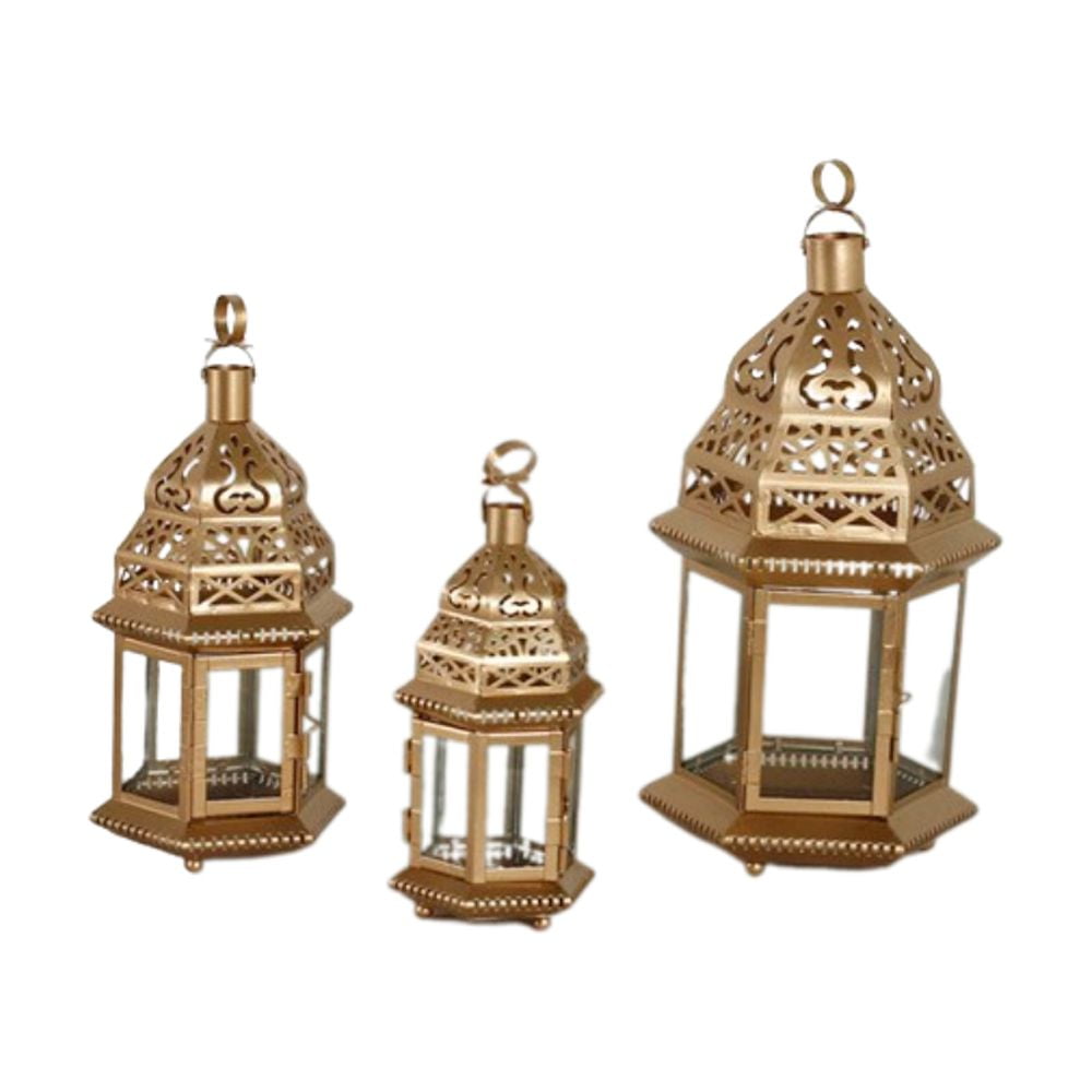 PEACNNG Moroccan style Wedding Gold Candle Holder Glass Gift Metal