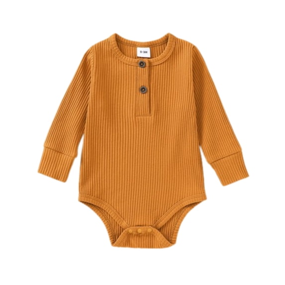 PEACNNG Newborn Baby Girls Ribbed Ruffle Bodysuit Solid One Piece Jumpsuit Long Sleeve Outfits Spring Sunsuit