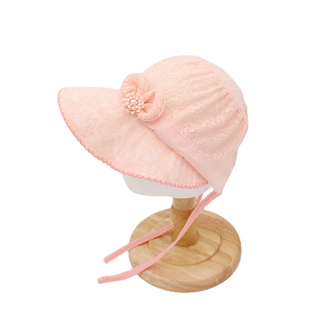 PEACNNG Newborn Baby Hat Baby Girls Adjustable Hat Princess Lace Bow Infant Hats Baby Sun