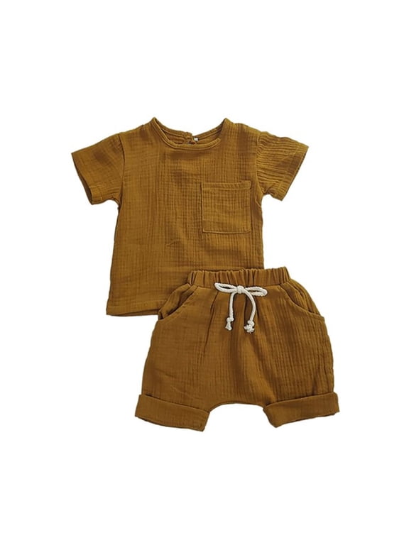 Organic Cotton Baby Clothes Set Summer Casual Tops Shorts For Boys Girls Set Unisex Toddlers 2 Pieces Kids Baby 90cm(18-24M)