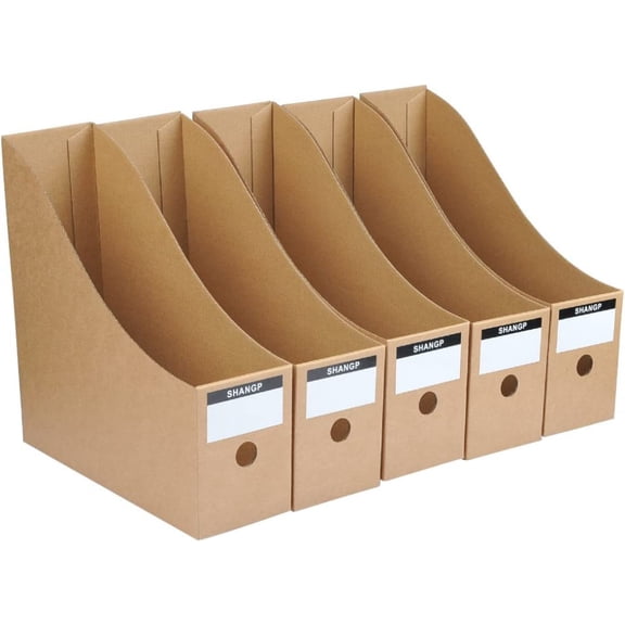 PEACNNG Pack of 5 Magazine Files, paper office supplies storage file box Corrugated Cardboard Magazine Box, Standing Folder, Archive Magazine Files, Recycled Cardboard for Catalogues and Magazines