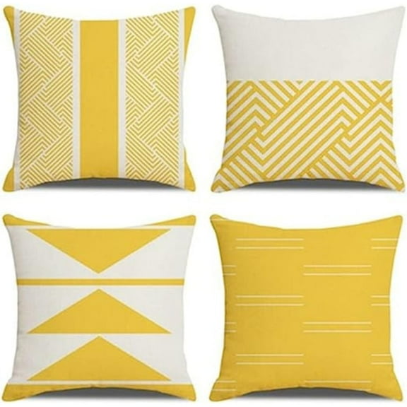 PEACNNG Pillow Covers Yellow Farmhouse Throw Pillow Cover Garden Linen Cushion Case for Home Garden Decor Couch Throw Pillows 18x18 Set of 4