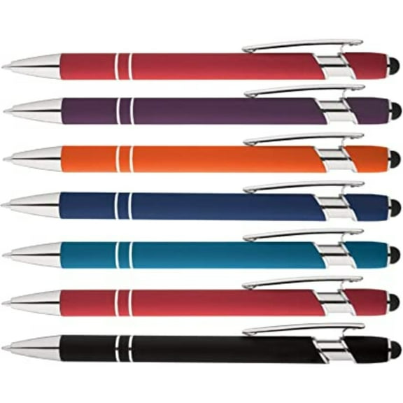PEACNNG Rubberized Soft Touch Ballpoint Pen with Stylus Tip a stylish, premium metal pen, black ink, medium point.