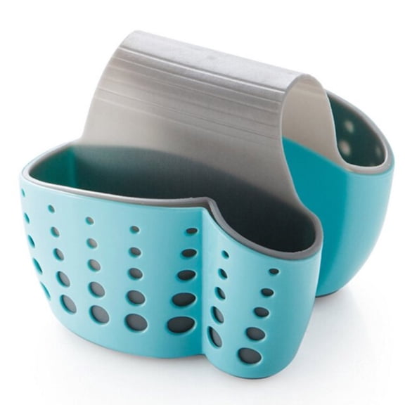 PEACNNG Silicone Kitchen Double Saddle Sink Caddy Basket Sponge Holder Organizer Storage Blue