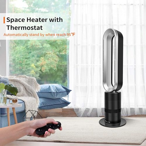 PEACNNG Simple Deluxe 32inch Space Heater Bladeless Tower Fan, Heater