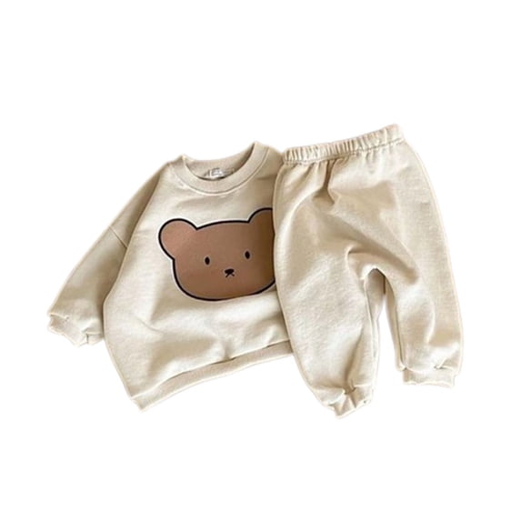 PEACNNG Spring Baby Girl Clothes Set Infant Kids Cartoon Bear Print Tops And Pants Suit Toddler Boys Sweatshirt And Trousers