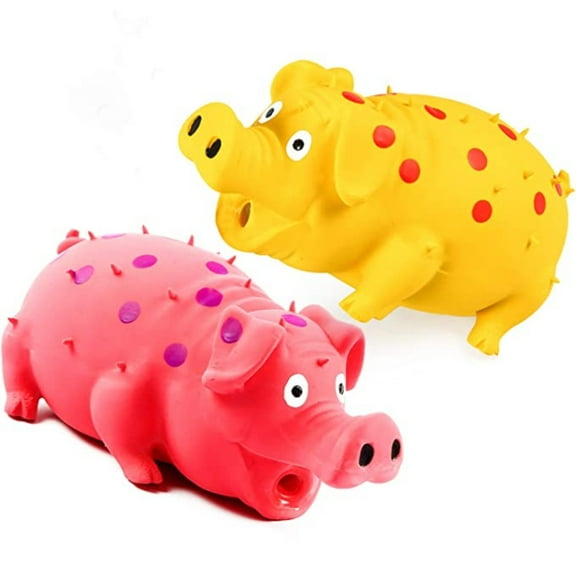 PEACNNG Squeaky Pig Dog Toy 2 Pack Dog Toy for Small Medium Large Dogs Durable Rubber Latex Interactive Toy Funny Play Dog Toy