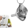 thumbnail image 1 of PEACNNG Stainless Steel Small Funnels Strainer with Metal Long Handle Tools Kitchen Funnels for Essential Oil, Spices, Flask, Perfume (Silver) -Set of 3, 1 of 5
