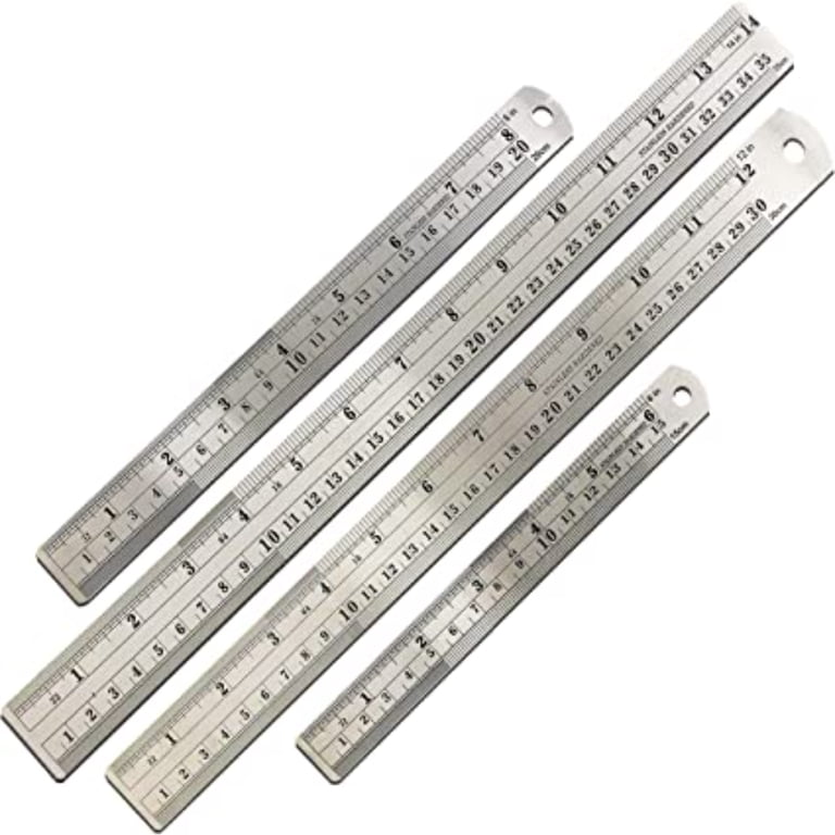 3PCS Stainless Steel Rulers Set Double Side Metric and Imperial