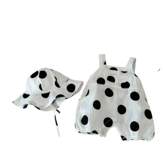 PEACNNG Summer Baby Rompers Polka Dot Toddler Jumpsuits Girls Clothes With Hat Summer children male and female baby dot cute jumpsuit (80cm)